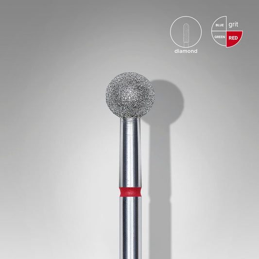 Diamond nail drill bit, “ball”, red, head diameter 5 mm