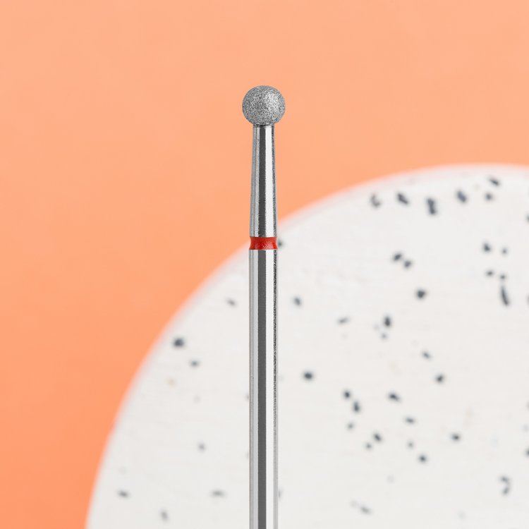 Diamond nail drill bit, “ball”, red, head diameter 5 mm